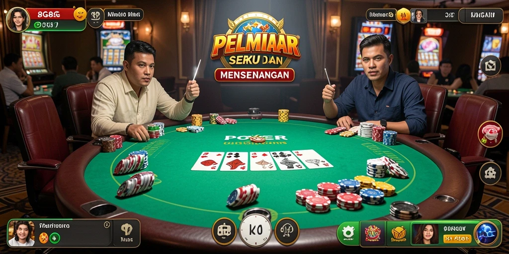 Tampilan menarik gameplay poker dalam aplikasi 8G8G.