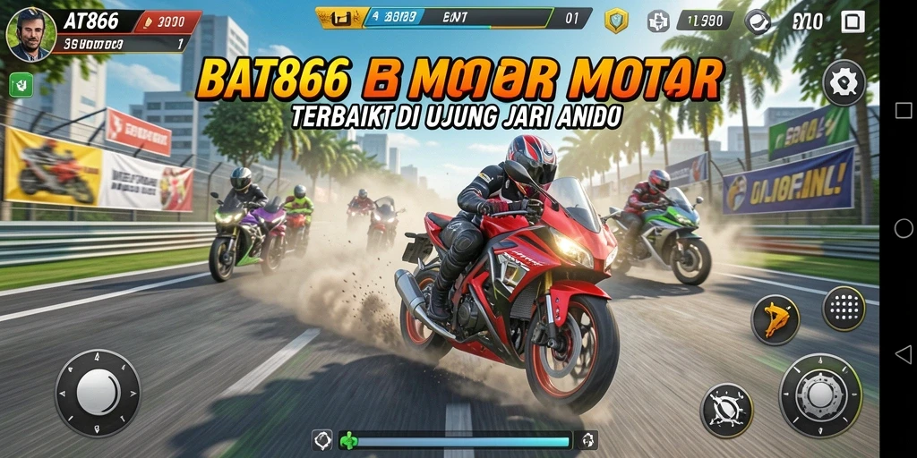 Tampilan gameplay yang mendebarkan dalam balapan motor AT866.