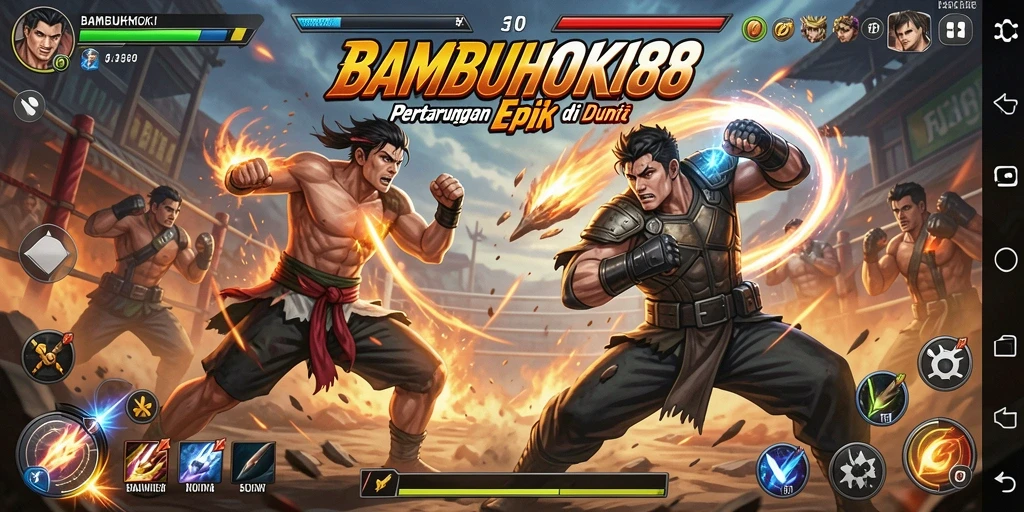 Tampilan gameplay <strong>BAMBUHOKI88</strong> yang menegangkan dan pertarungan seru.