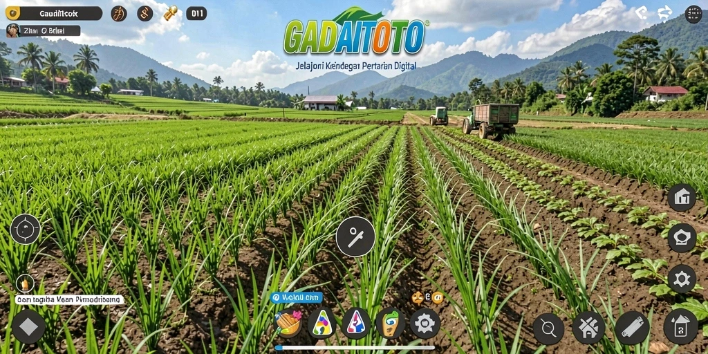Screenshot gameplay GADAITOTO menampilkan kebun yang subur dan penuh warna.
