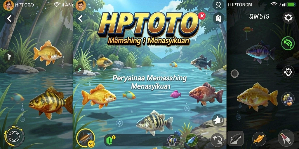 Gameplay HPTOTO menampilkan berbagai lokasi memancing yang menarik.