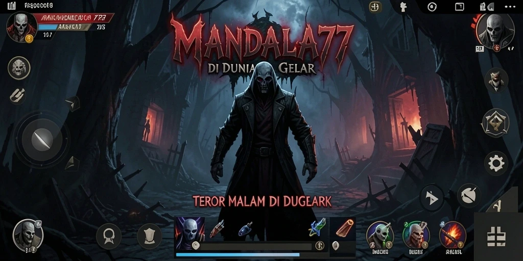 Screenshot utama MANDALA77 menampilkan gameplay seram yang mendebarkan.