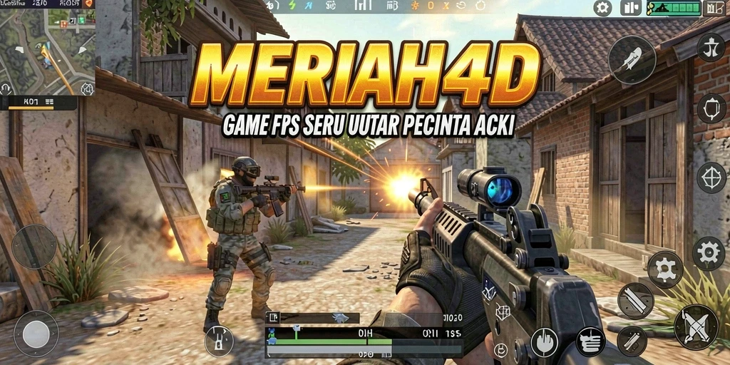 Tangkapan layar MERIAH4D menampilkan aksi seru di medan perang FPS.