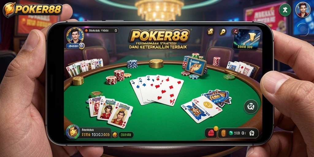 Tampilan gameplay poker yang seru dan kompetitif di POKER88.