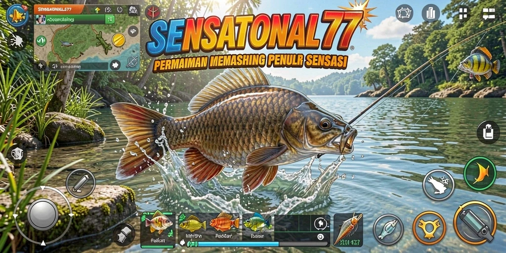 Tampilan gameplay SENSATIONAL77 dengan suasana memancing yang menakjubkan.