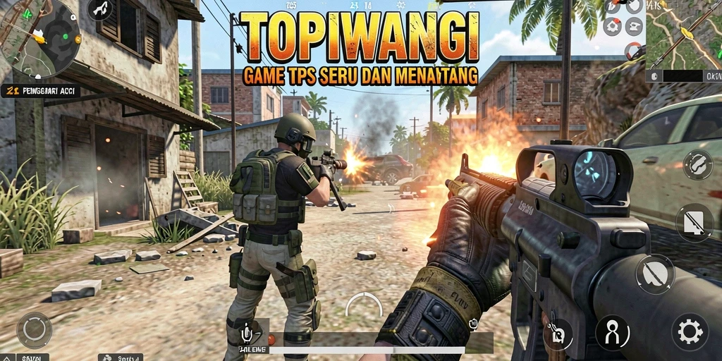 Tangkapan layar utama TOPIWANGI menampilkan aksi gameplay TPS yang mendebarkan.